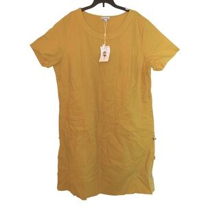 Han Young Womens Yellow Linen & Cotton Blend Dress with pockets (NWT) Size: XL